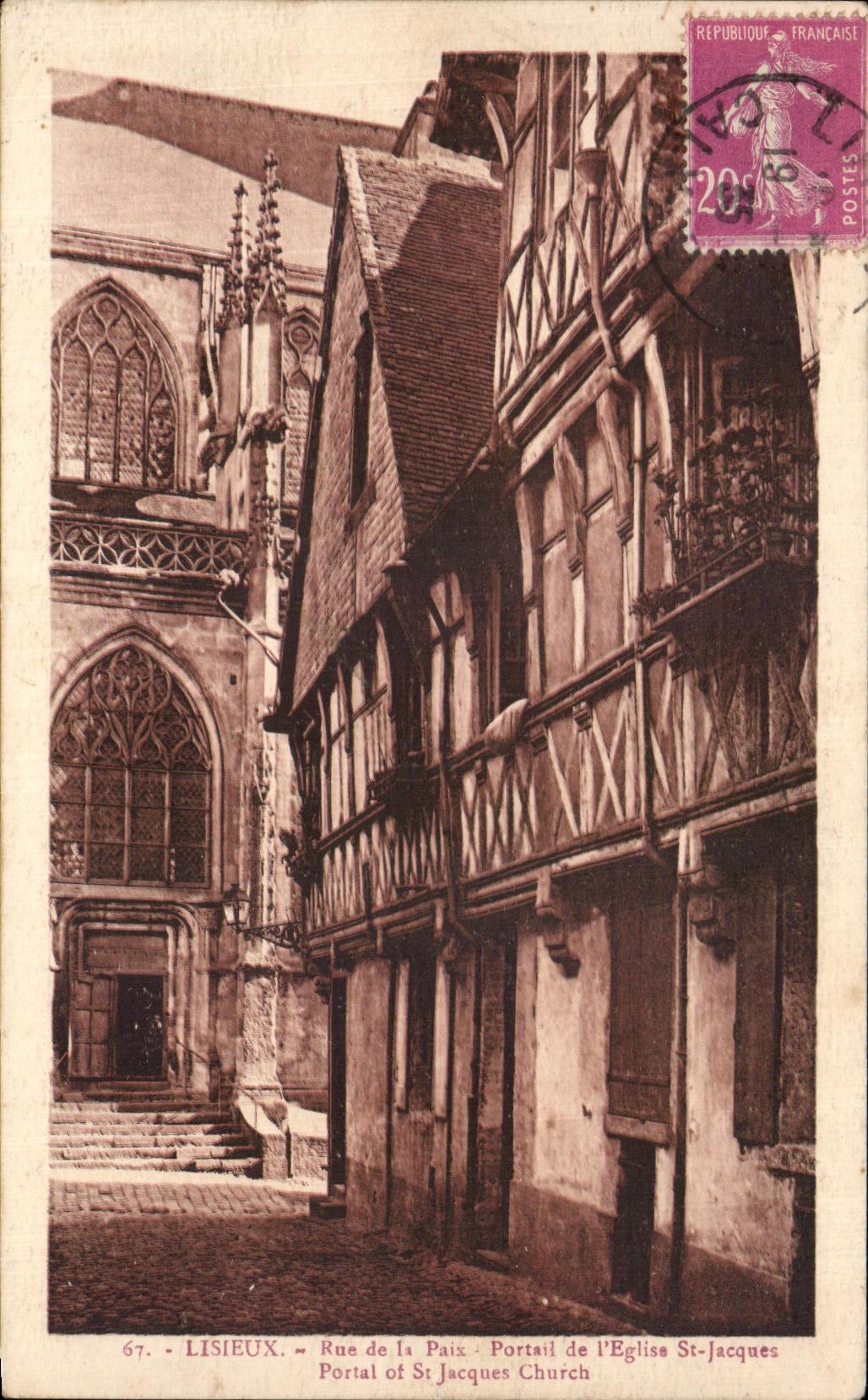 CPA Lisieux Street of Peace Gate of I' Eglise