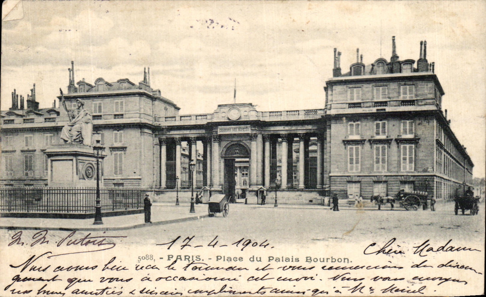 CPA Paris Places Palais Bourbon