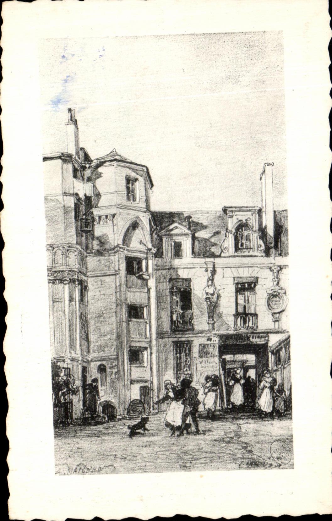 CPA Old Paris Court and passage Charlemagne Albert Maignan 1867