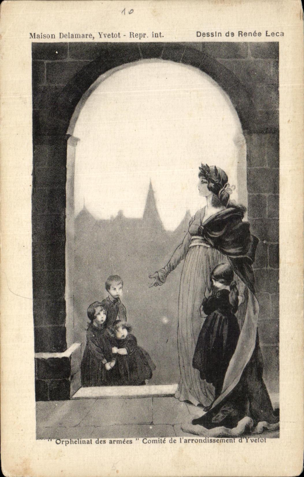 CPA Orphelinal Of the Weapons Committee Of the District of Yvetot Militaria Children