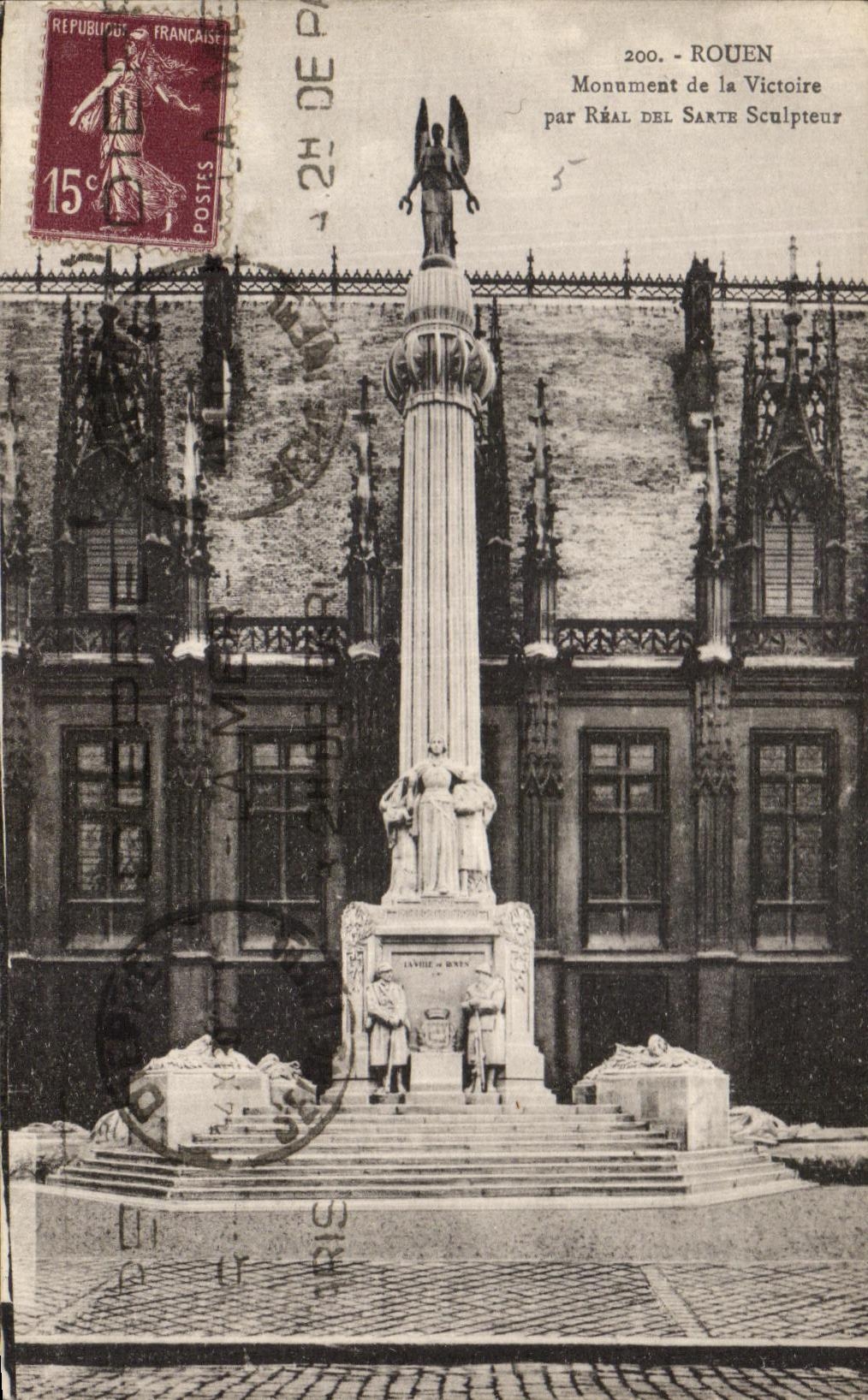 CPA Rouen Monument Of the Victoire by Real Del Sarte Militaria Sculptor