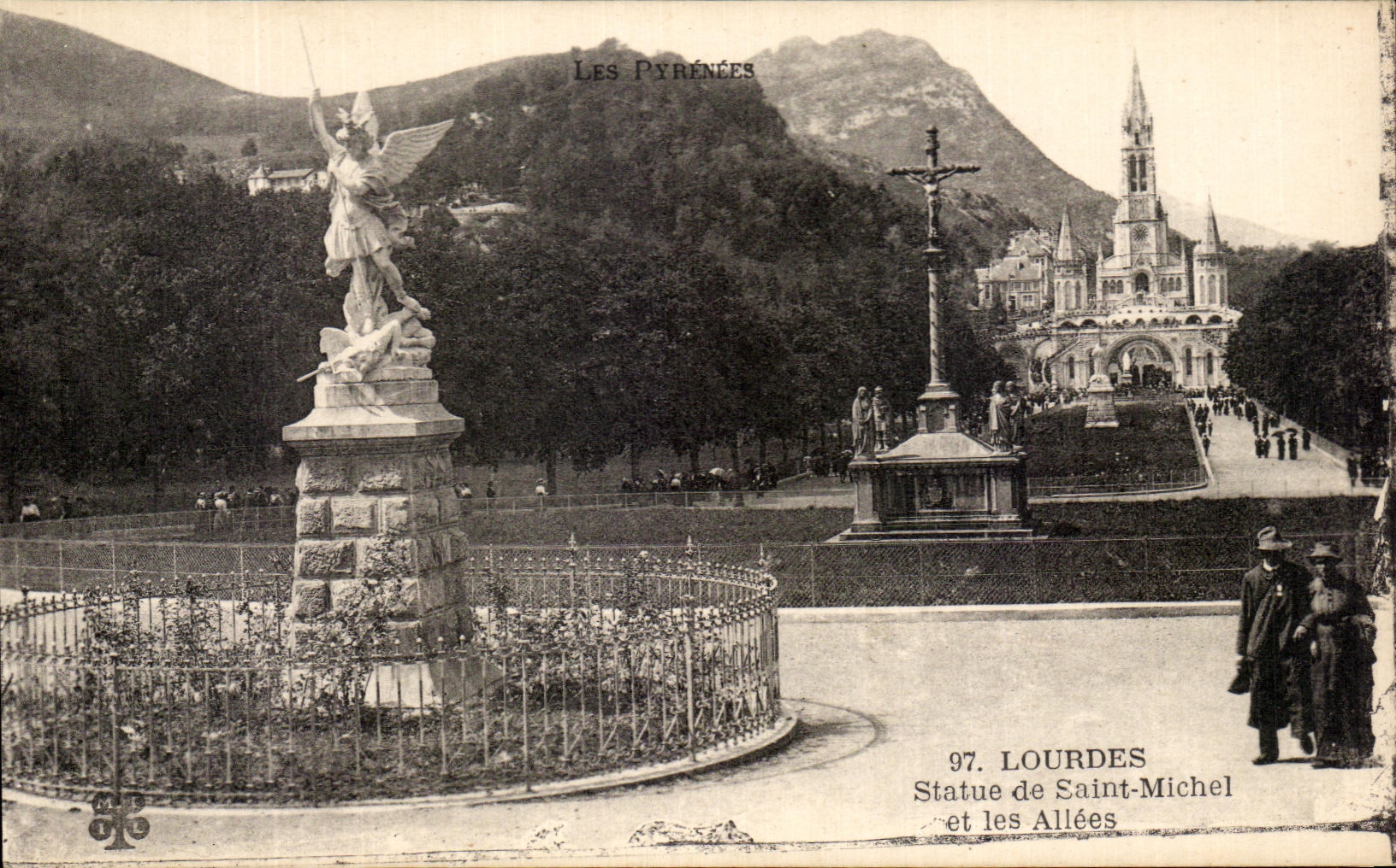 CPA Lourdes Statue Of Saint Michel And Alleys
