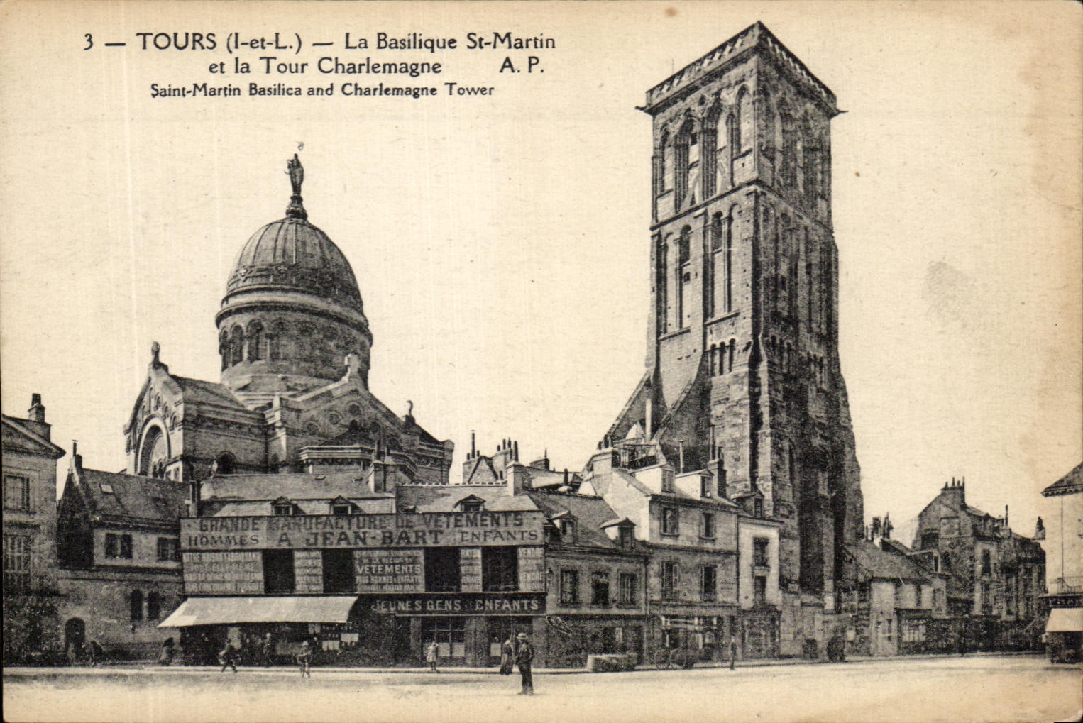 CPA Tours La Basilique St Martin et la Tour Charlemagne