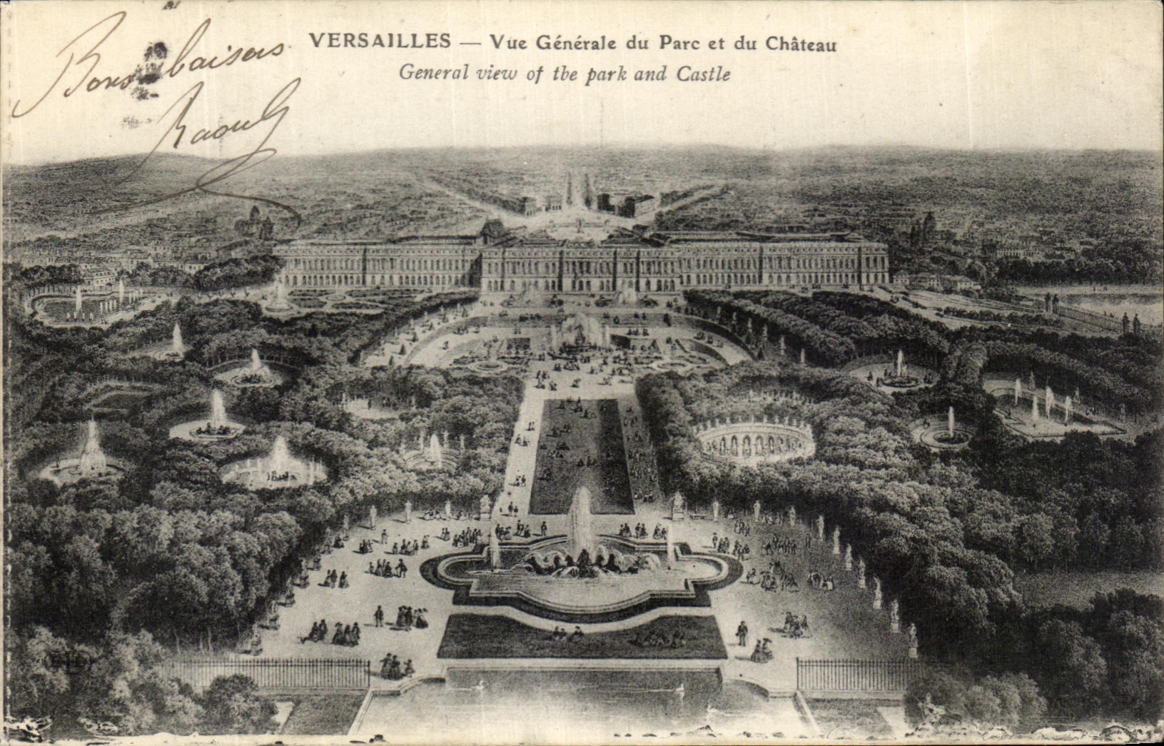 CPA Versailles Vue Generale du Parc et du Chateau