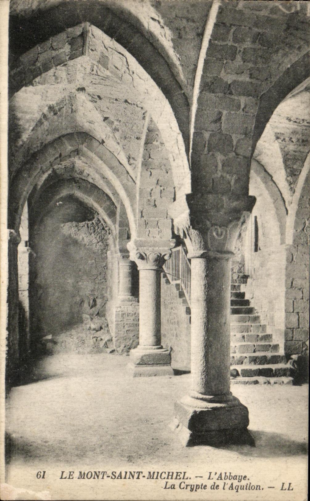 CPA Mont Saint Michel the Abbey the Crypt of the North wind