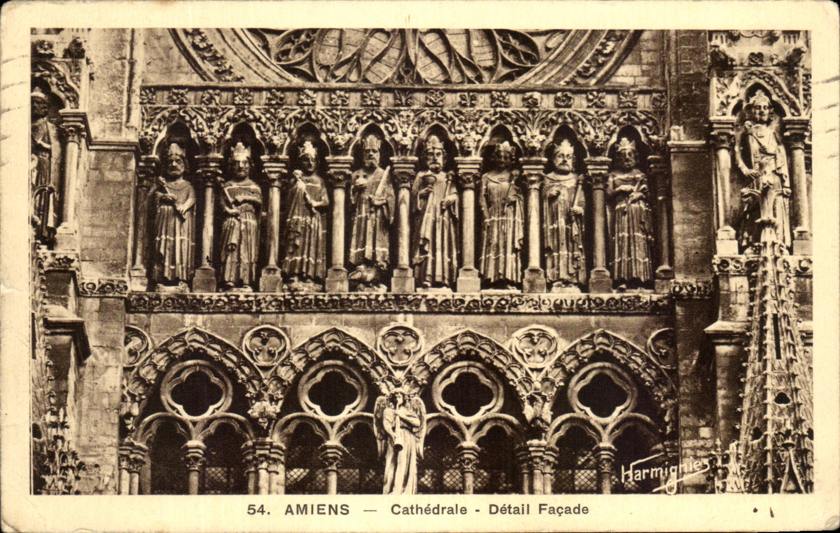 CPA Amiens Cathedral Detail Frontage