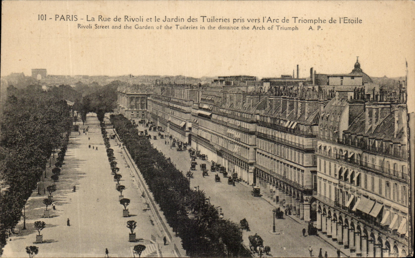 CPA Paris La Rue De Rivoli Et Le Jardin Des Tuileries Pris Vers l'Are De