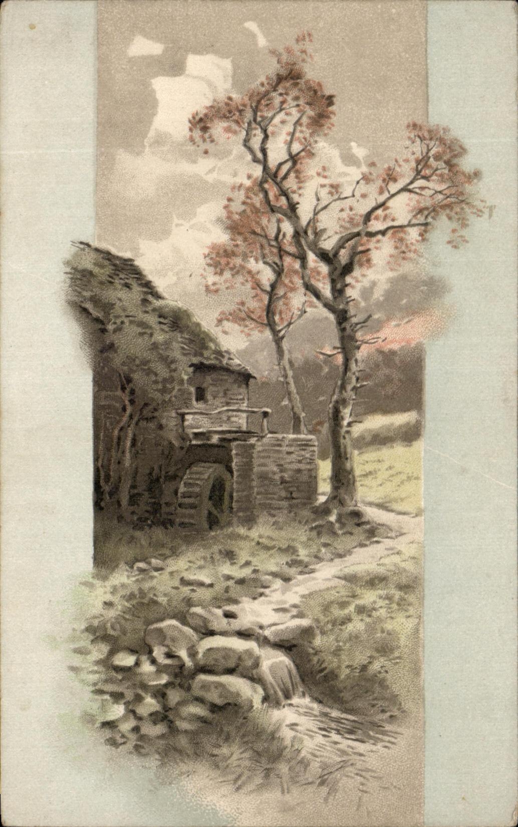 CPA Fantaisie Paysage Moulin a eau 