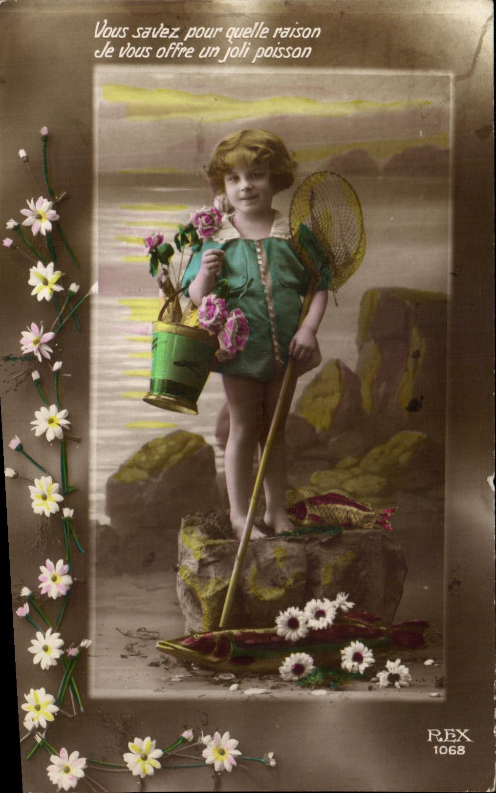 Cucharada del nino y de Poisson de la fantasia de CPA