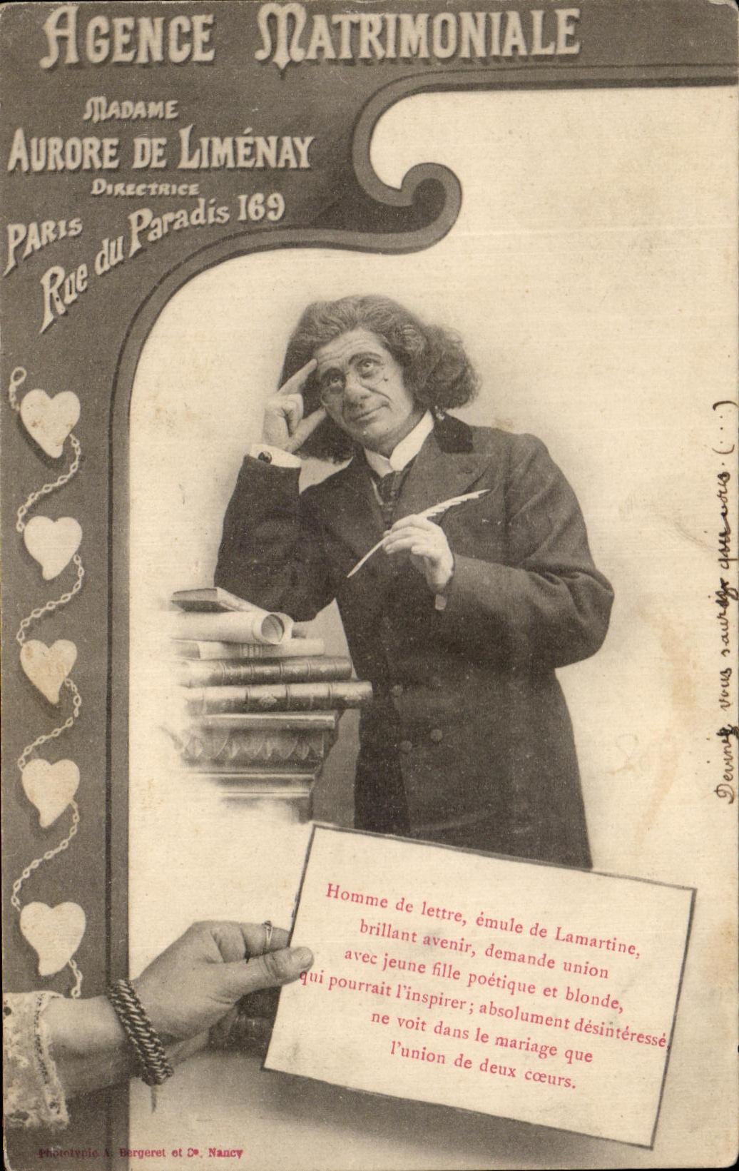 CPA Fantaisie Arranges matrimonial Aurore of limenay Rue of the Paris Paradise