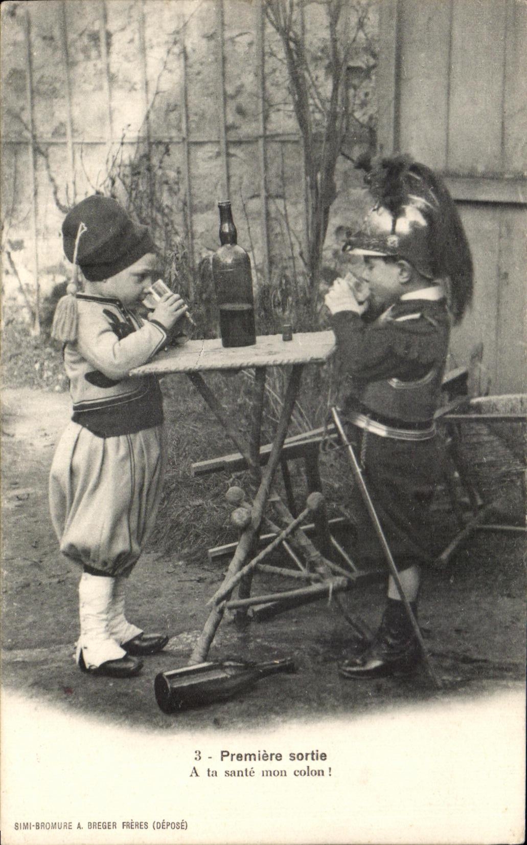 Dragones de Militaria Zouave de los ninos de la salida de la fantasia de CPA primeros