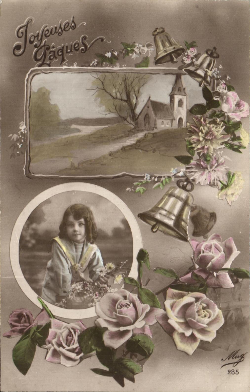 CPA Fantasy Child Easter Flowers