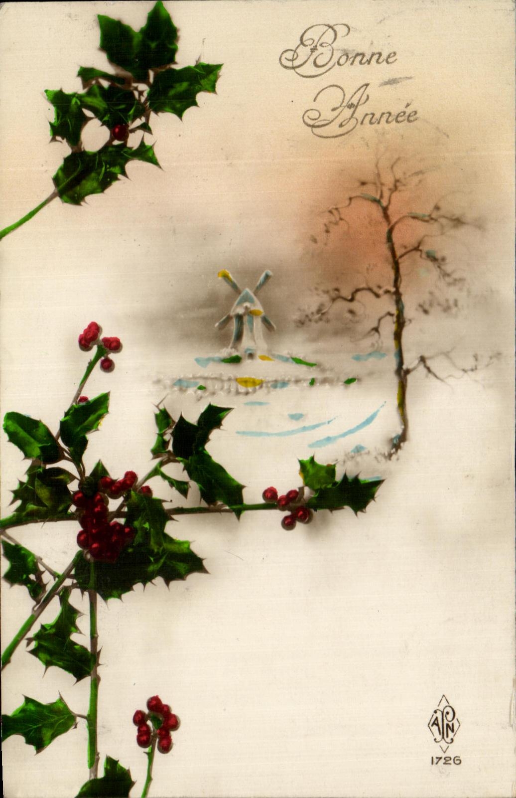 CPA Fantaisie Bonne annee Moulin 