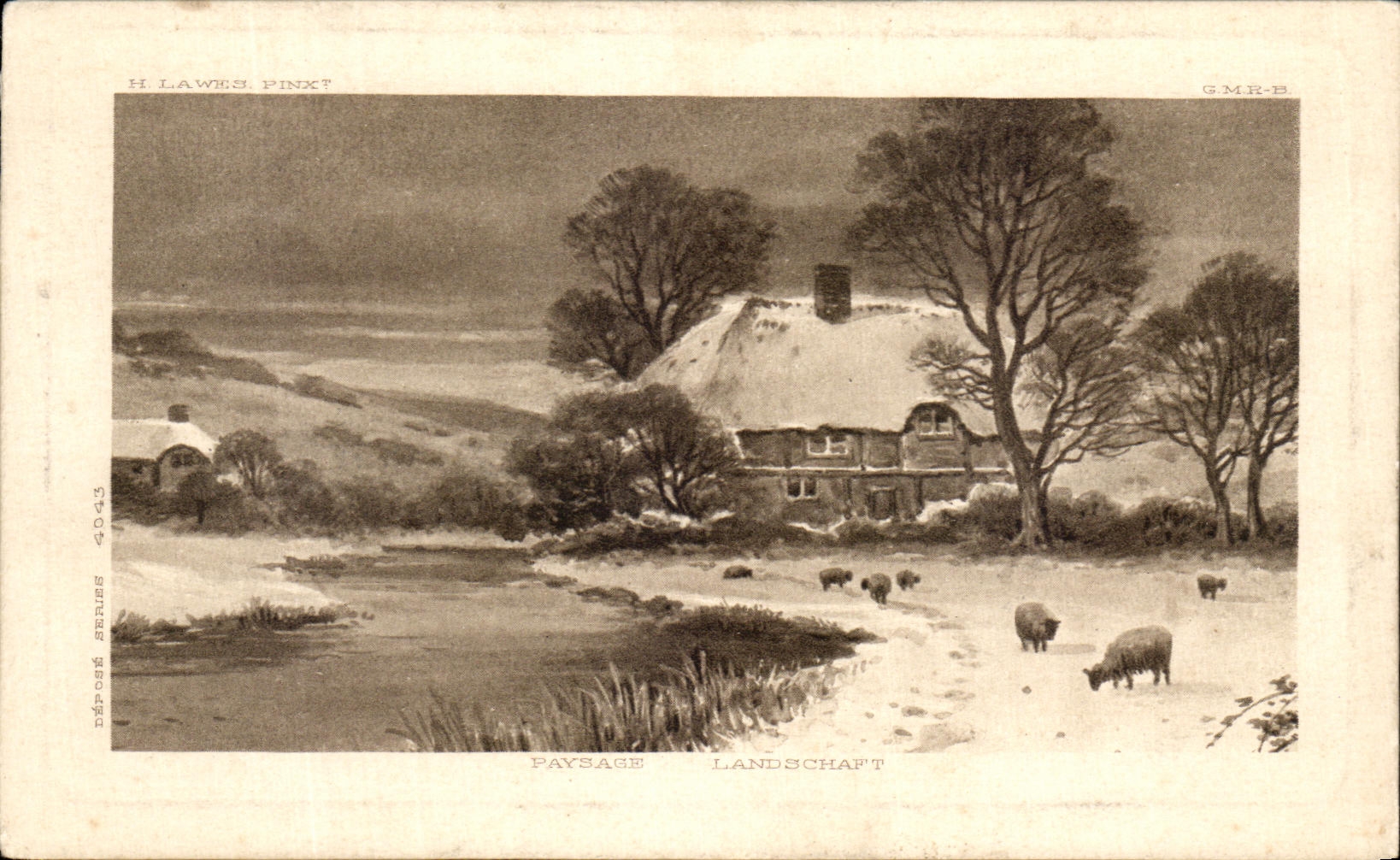 CPA Fantaisie paysage Moutons 