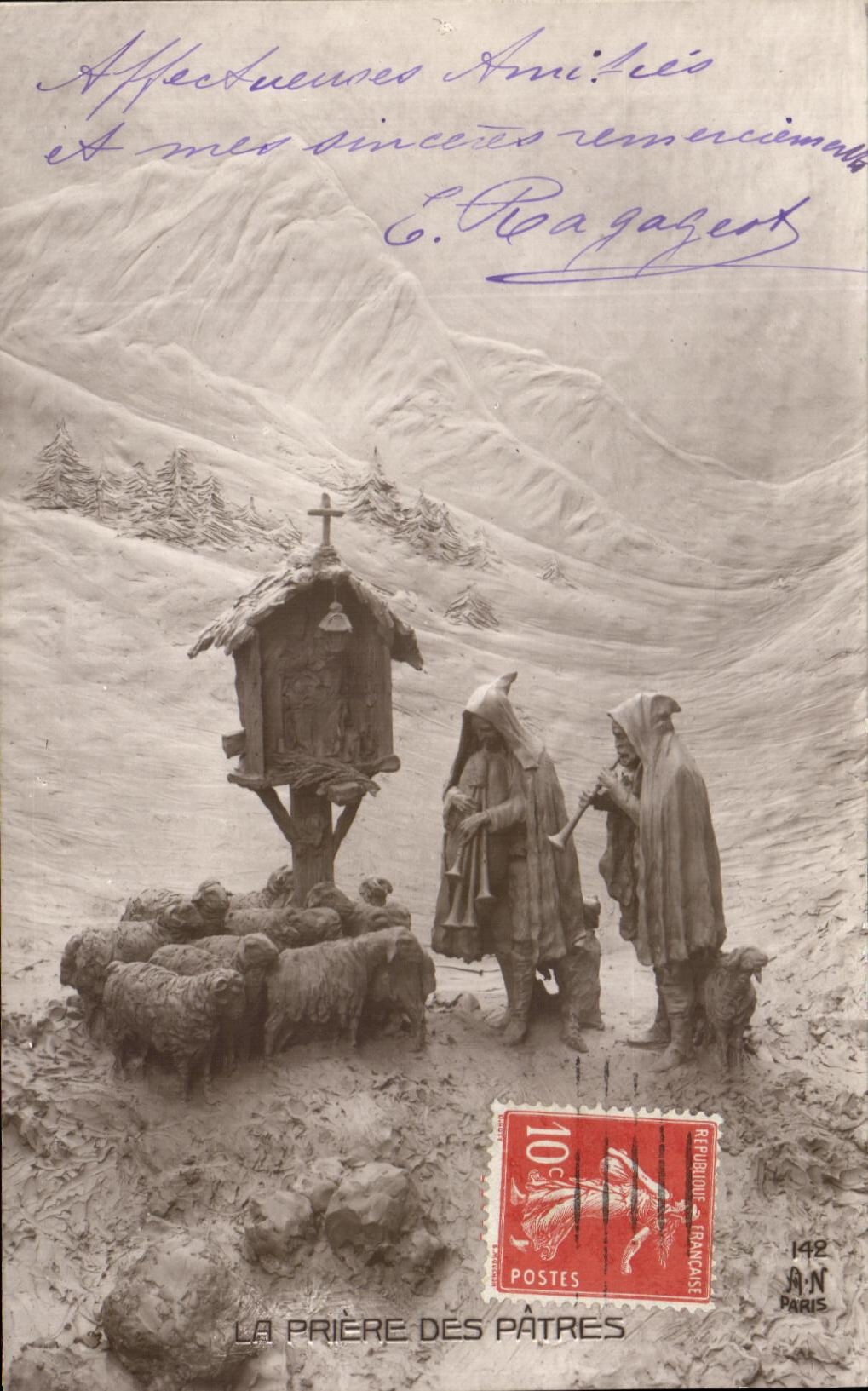 CPA Fantaisie la priere des patres 