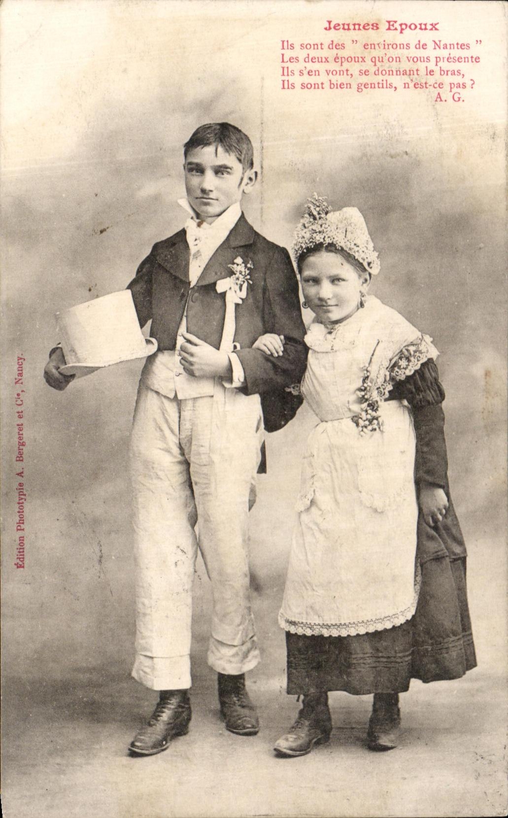 Ninos jovenes de los maridos de la mujer de la fantasia de CPA