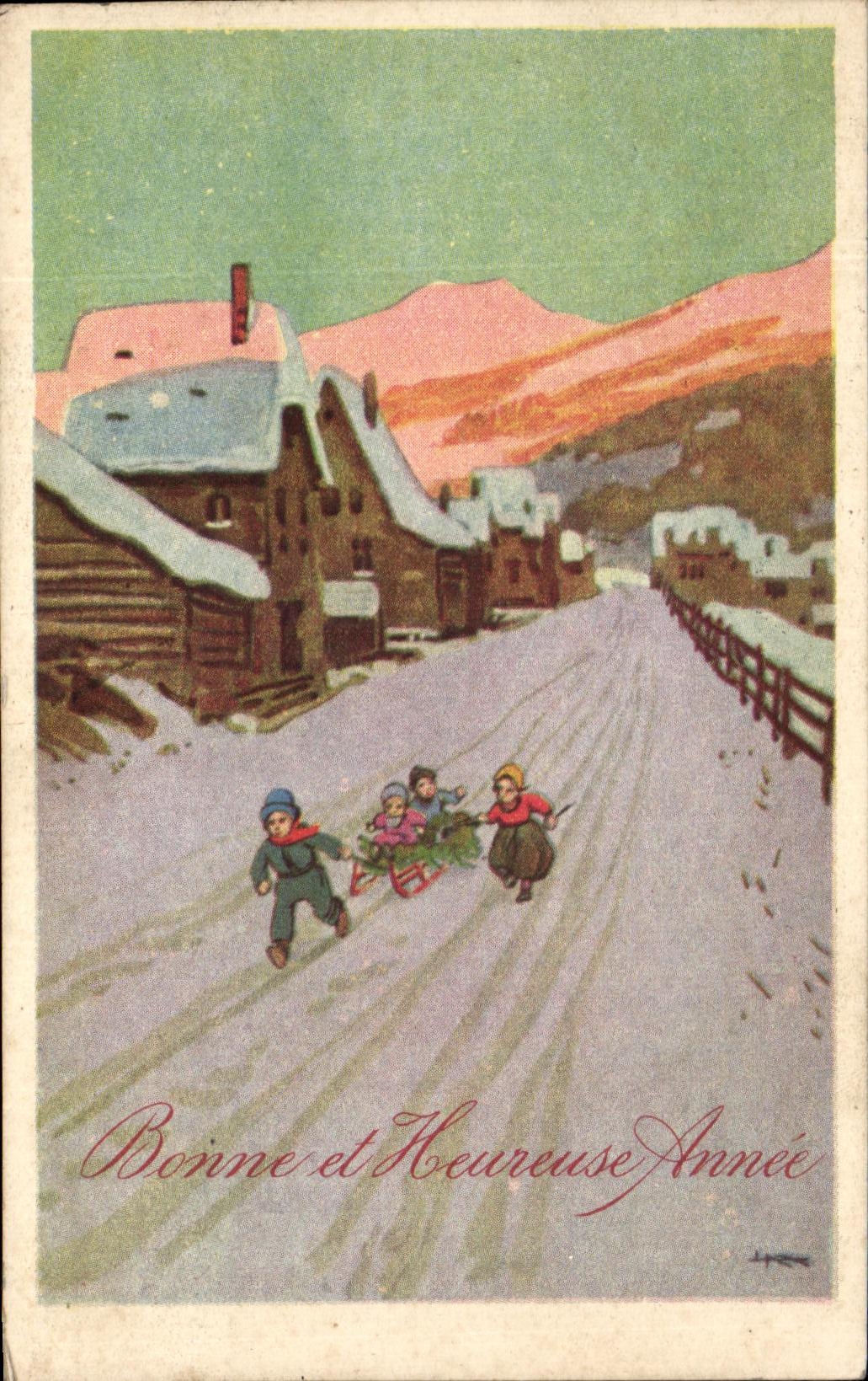 CPA Fantaisie Voeux Enfants