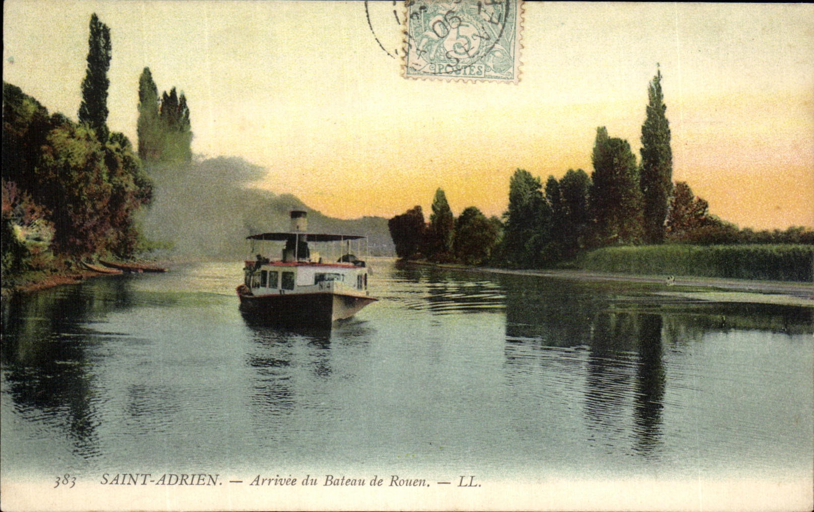 CPA Saint Adrien Arrivee Du Baleau De Rouen