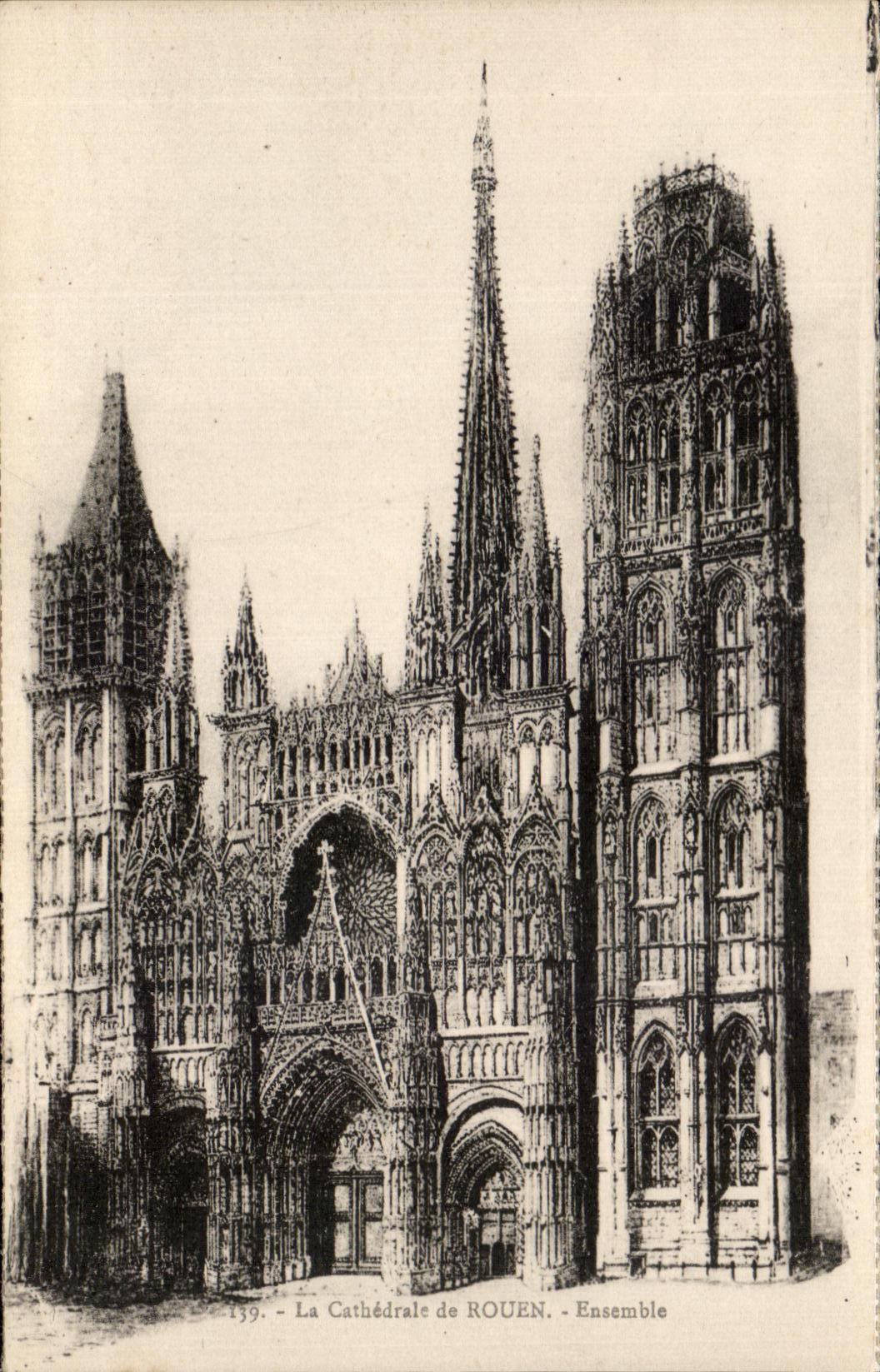 CPA the Cathedral of Rouen Together