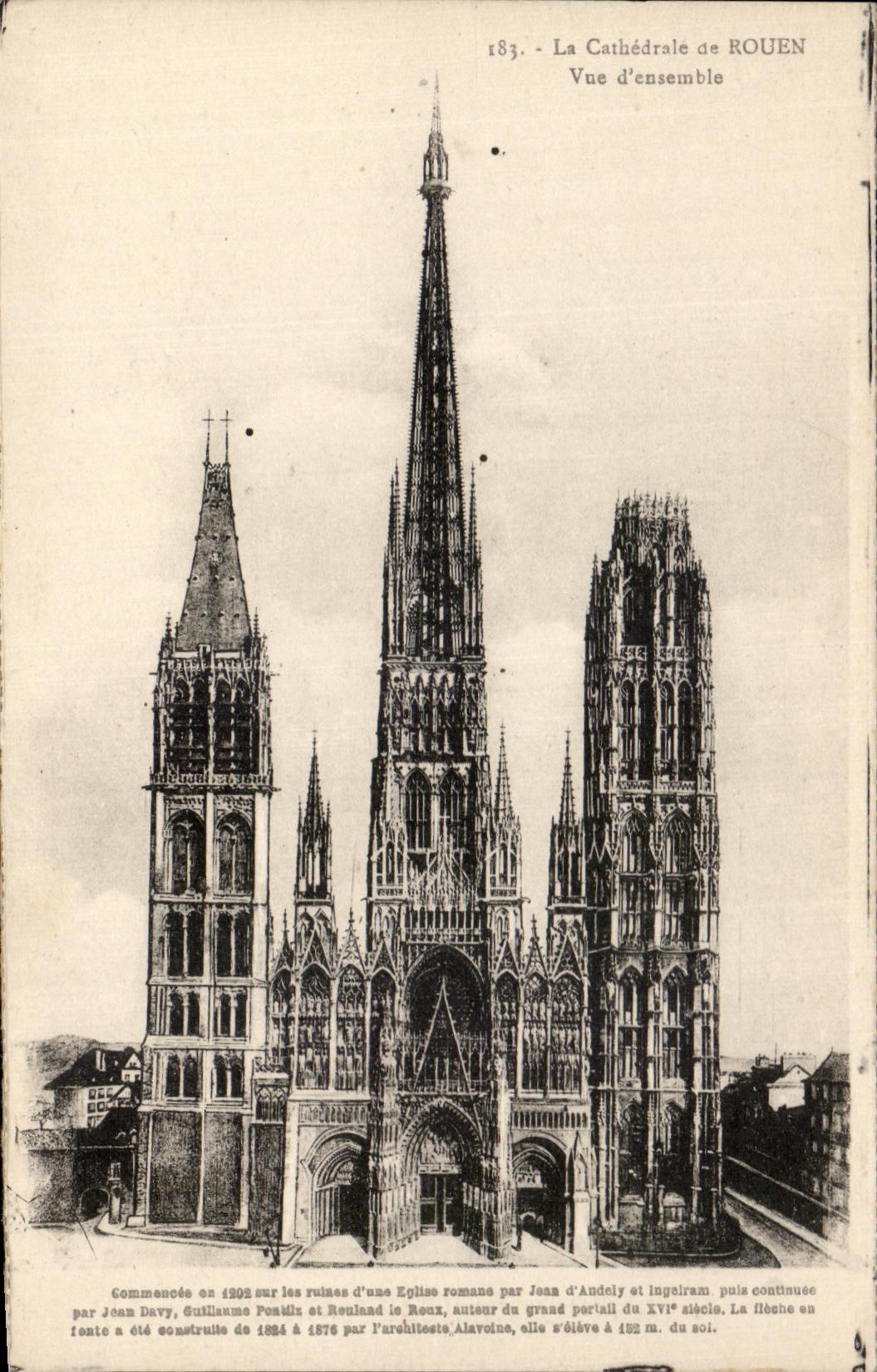 CPA the Cathedral of Rouen Overall picture