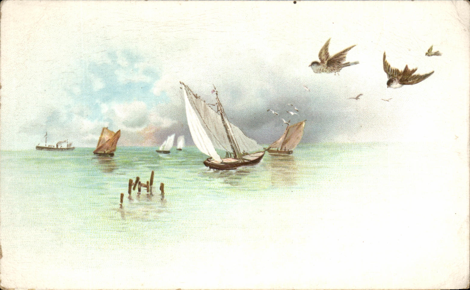 CPA Fantasy Boat Birds