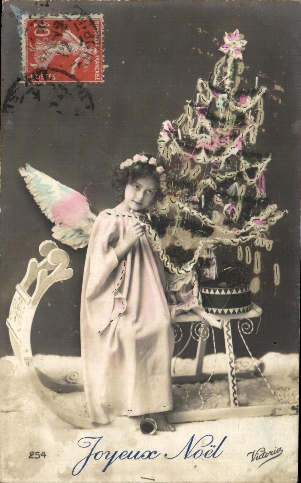 CPA Fantaisie Enfant Joyeux Noel Ange 
