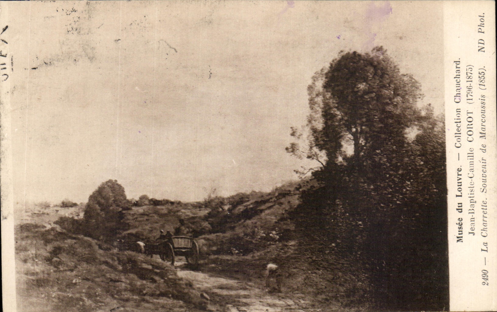 CPA Fantaisie Musee du Louvre Chauchard Corot la charette Souvenir de Marcoussis 1855