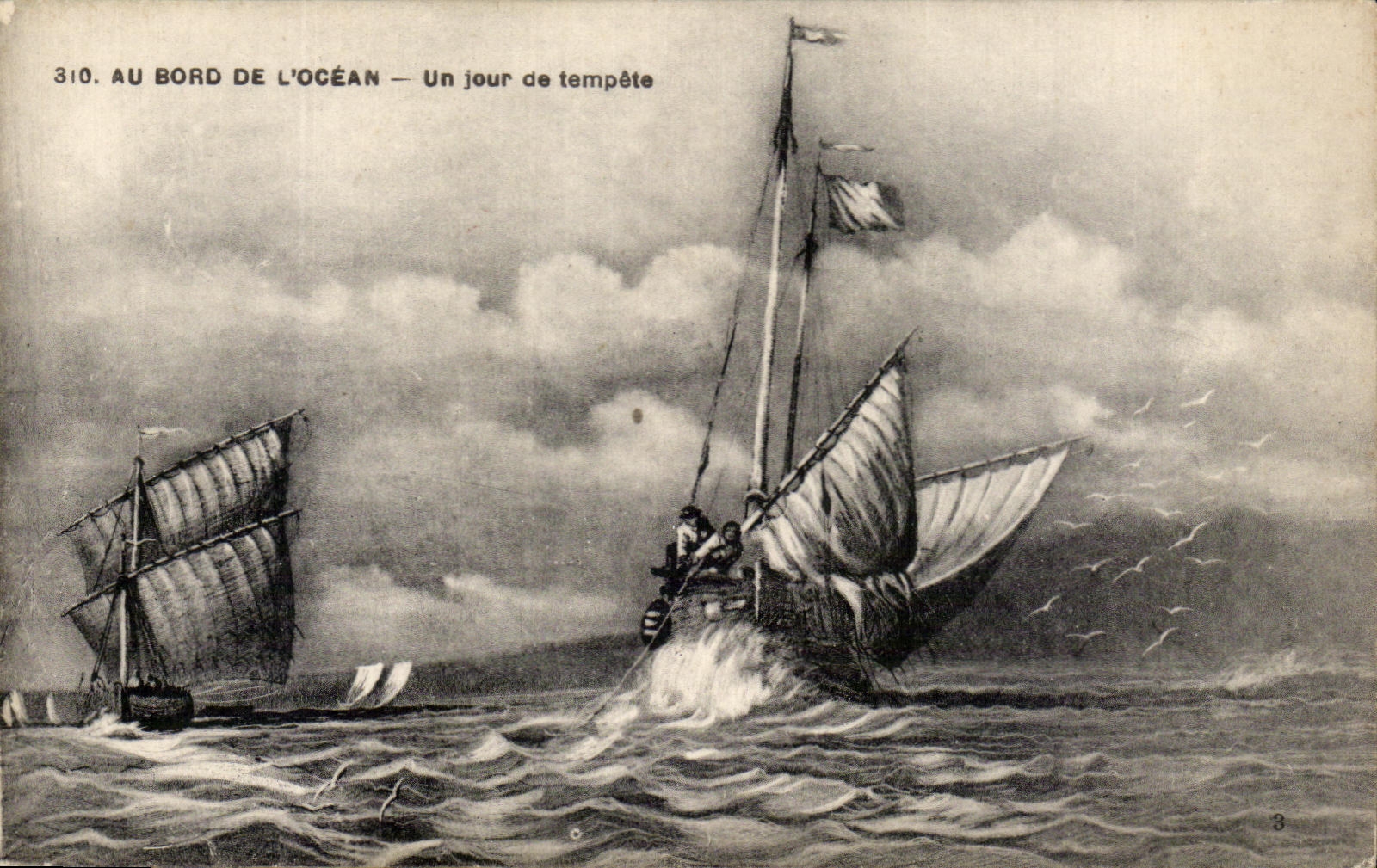 CPA At the edge of water One day of storm Boats