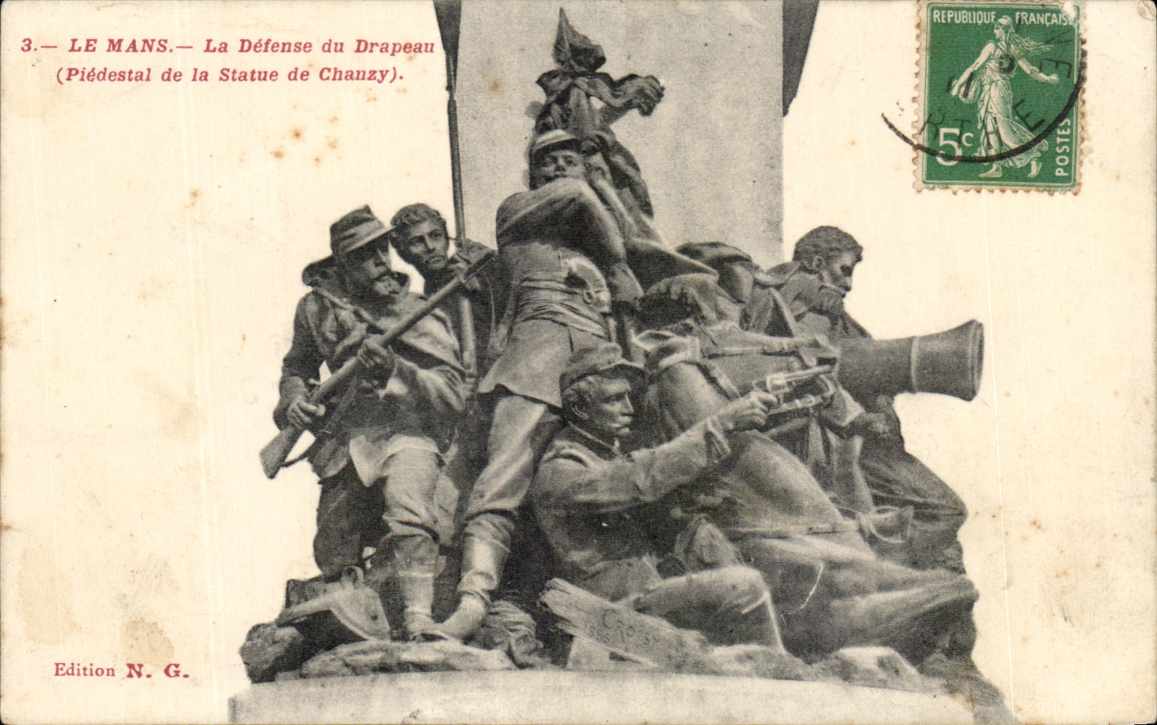 CPA Mans the Defense of the Flag Statue of Chanzy Militaria