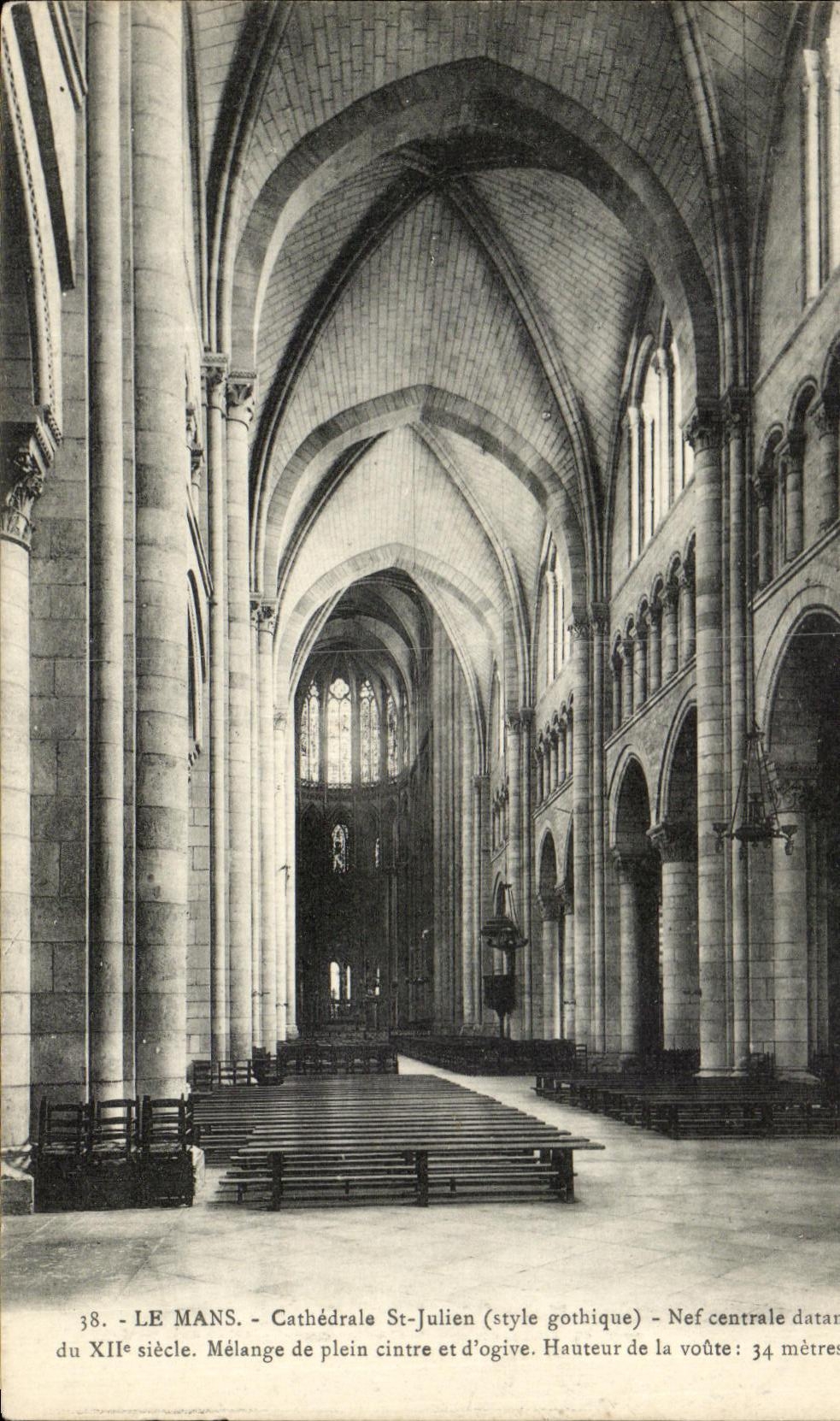 CPA Mans Cathedrale St Julien Nef Central Mixes semicircular arch and of warhead