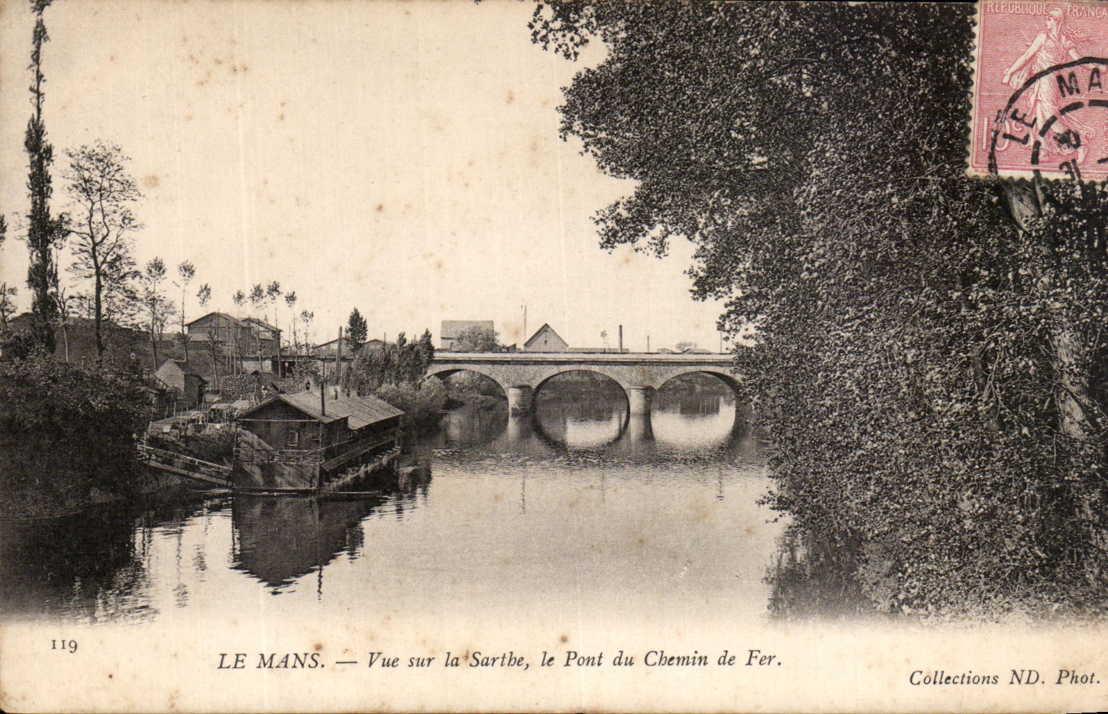 CPA Mans Seen On the Sarthe the Bridge of the Railroad