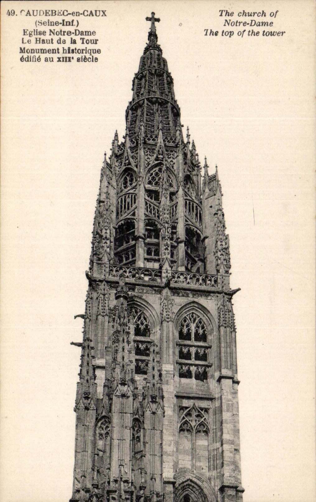 CPA Caudebec in Caux Eglise Notre Dame the top of the Tower Historic building builds at the Century The Church off Notre Dame