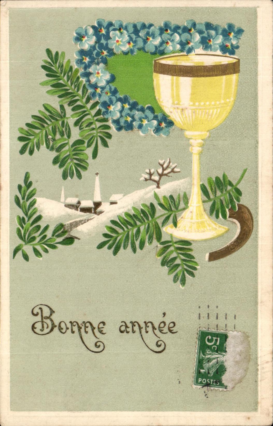CPA Fantaisie Bonne annee Calice