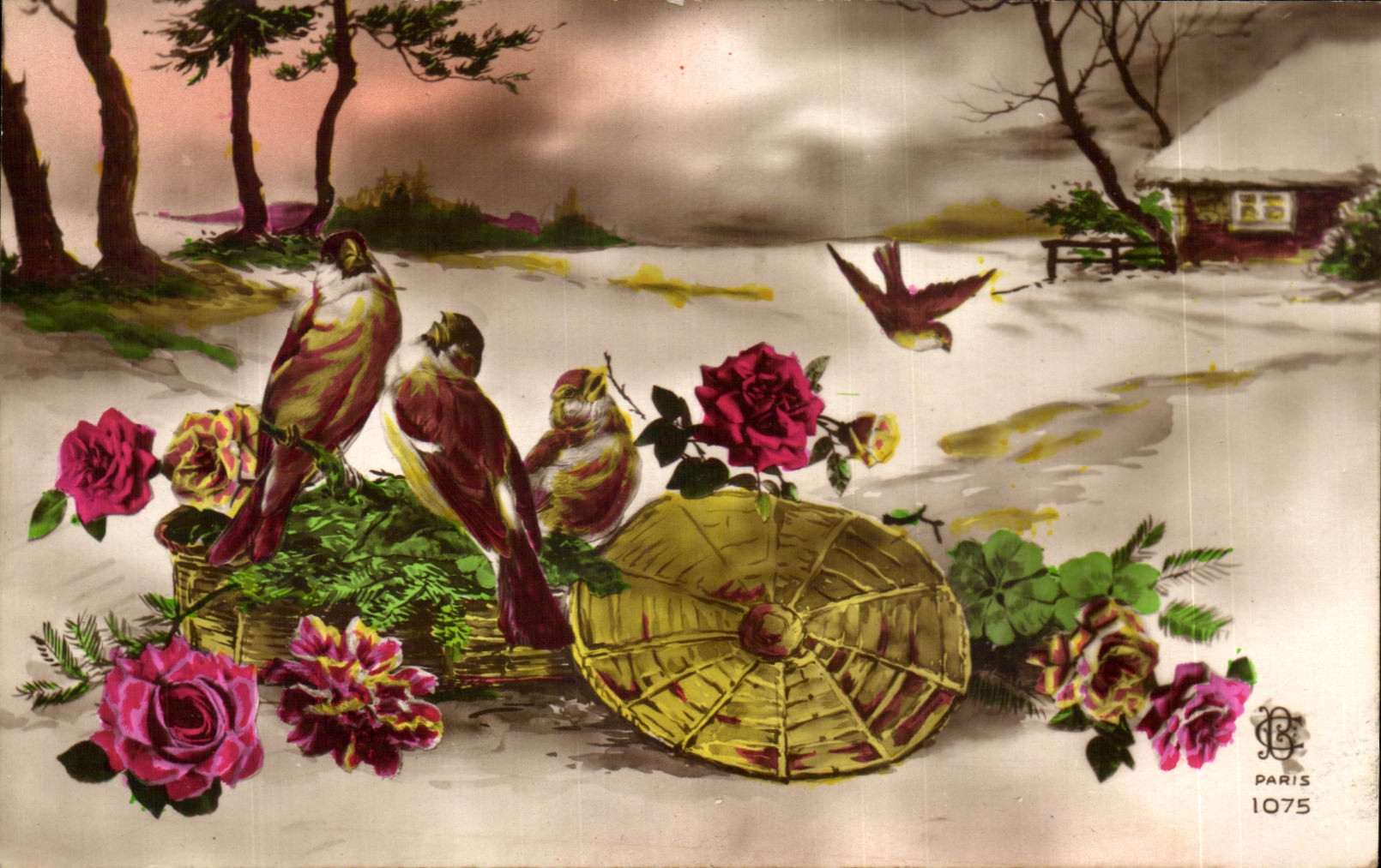 La fantasia de CPA florece pajaros