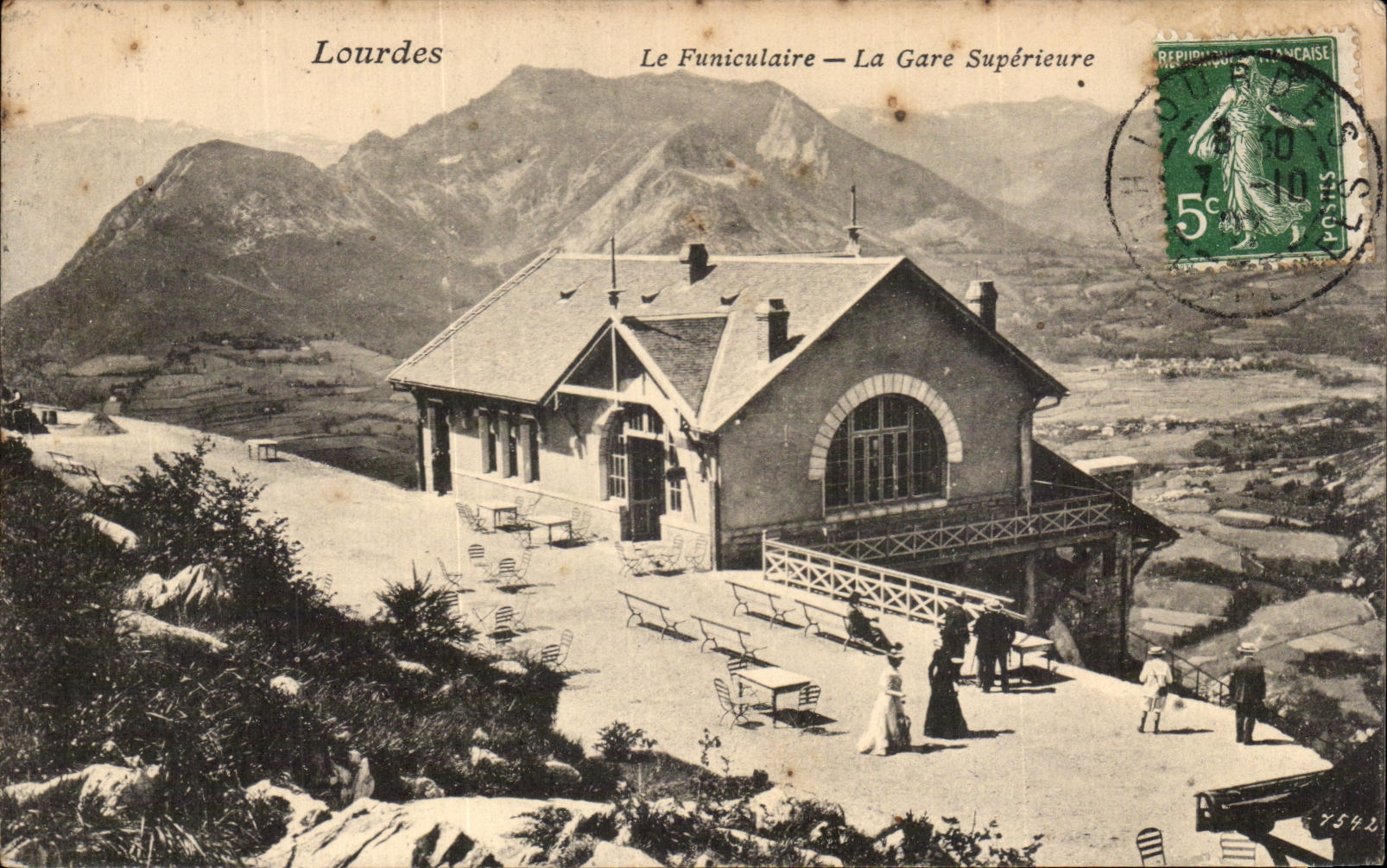 CPA Lourdes the funicular Train station higher