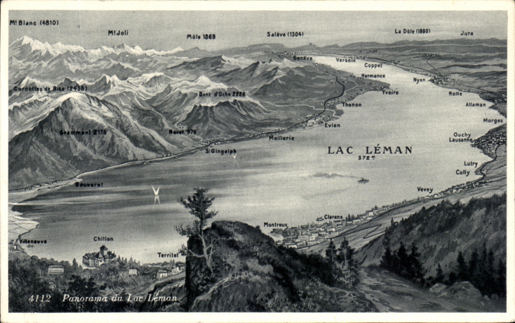 CPA Panorama of the lake leman