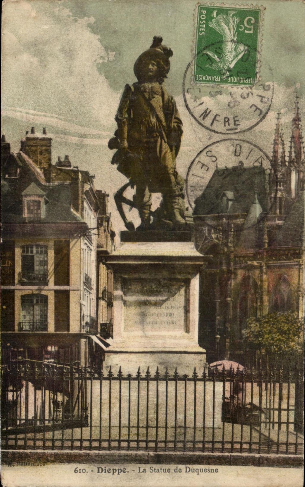 CPA Dieppe Statue De Duquesne