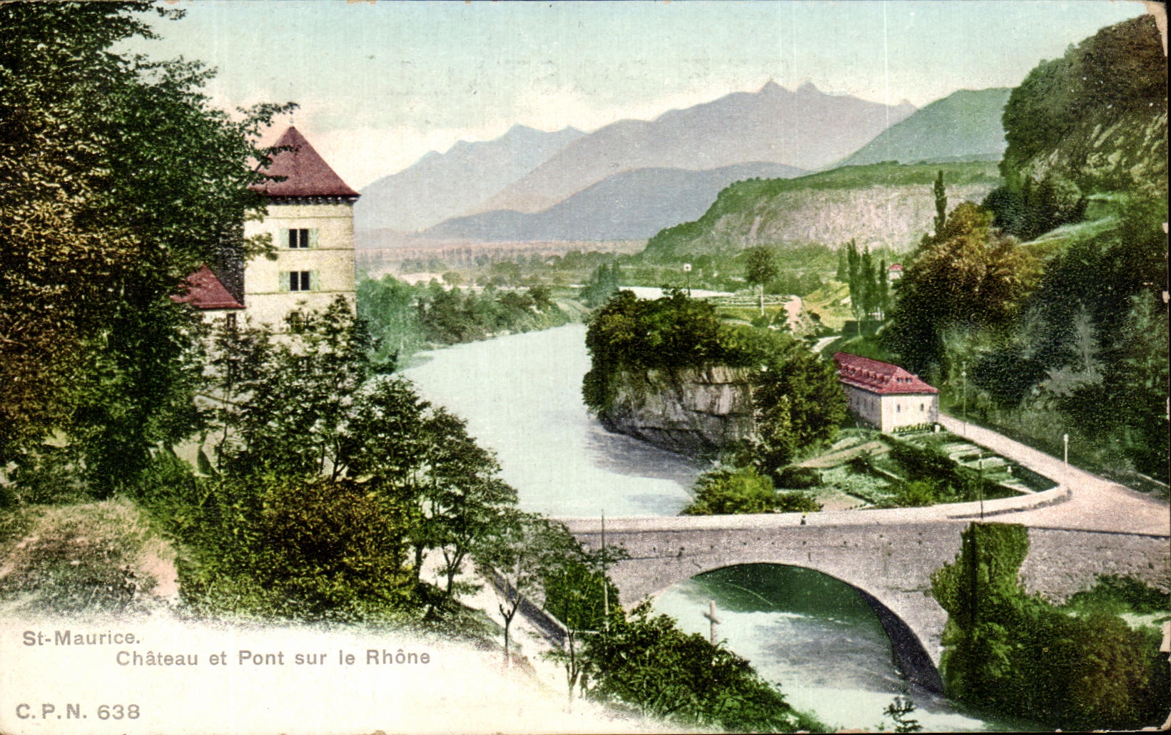 CPA St Maurice castle St Bridge On the Rhone