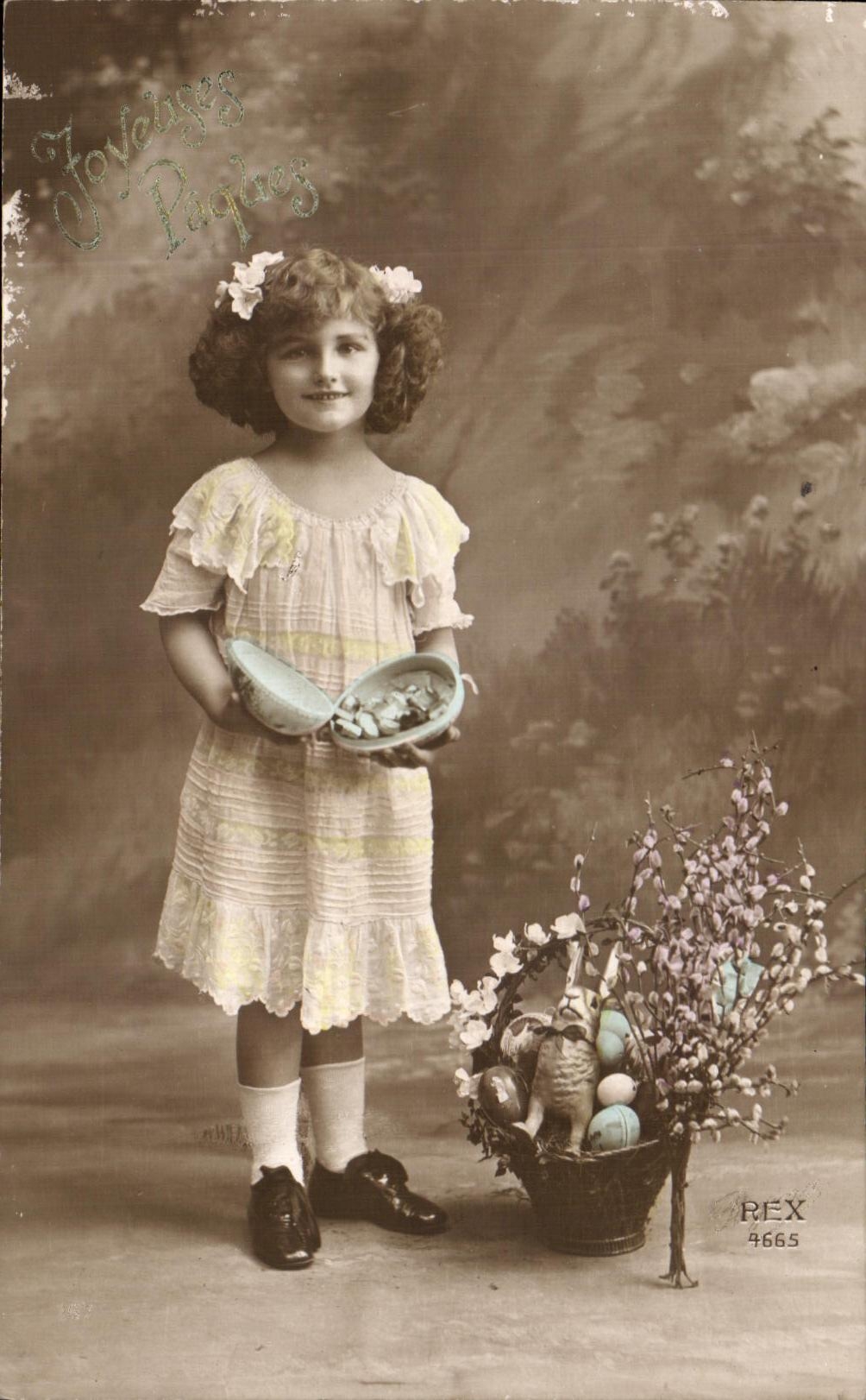 CPA Fantasy Child Rabbit Easter eggs