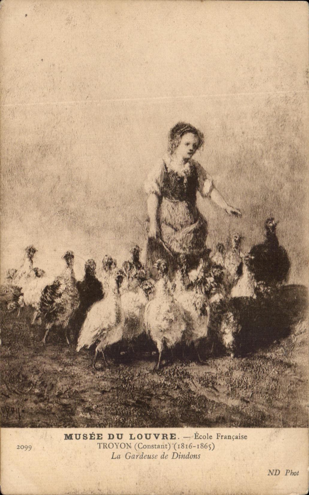 CPA Fantaisie Musee du Louvre Troyon La gardeuse de dindons 