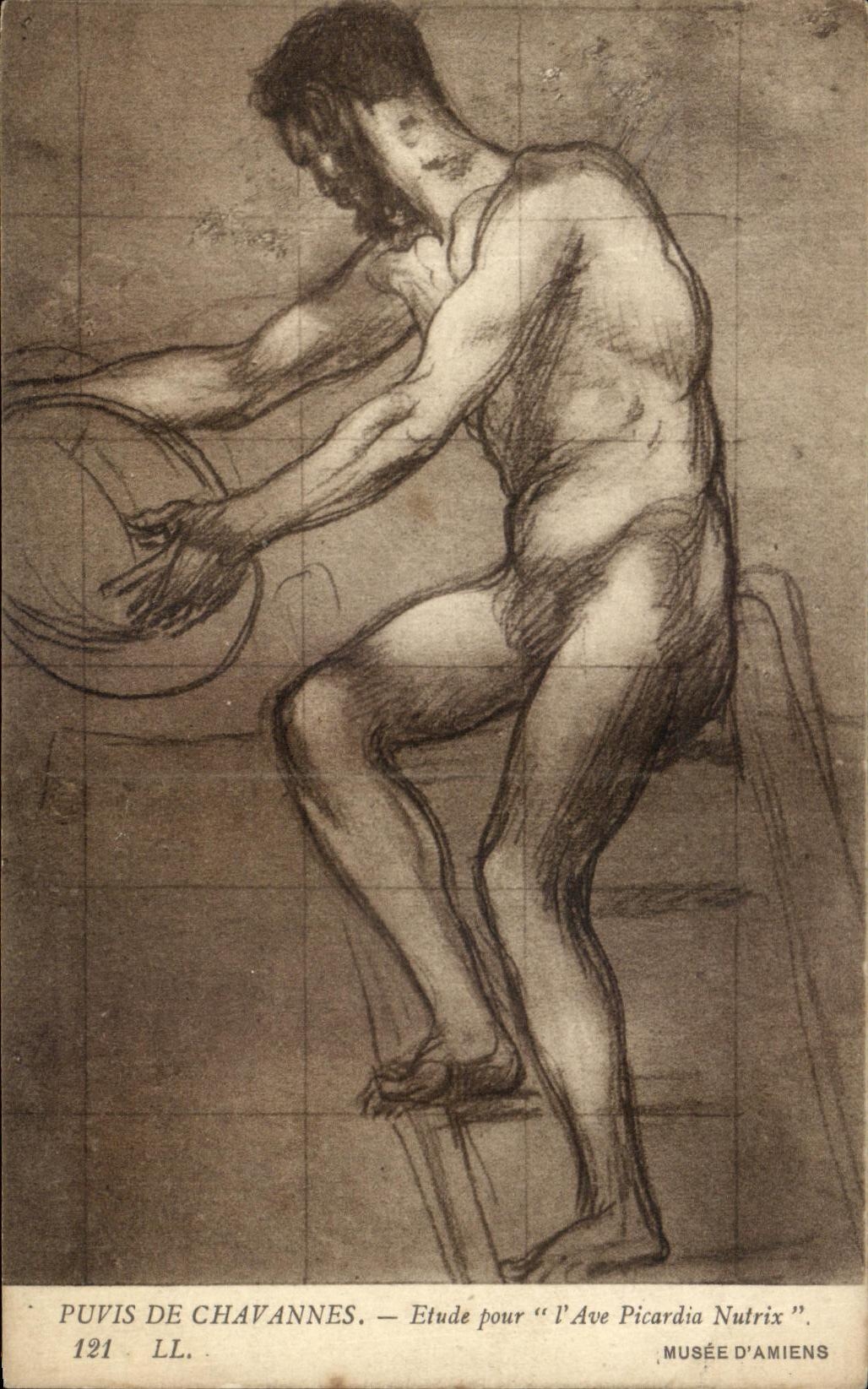 CPA Fantaisie Puvis de Chavannes Etude pour l'Ave Picardia Nutrix Musee d'Amiens