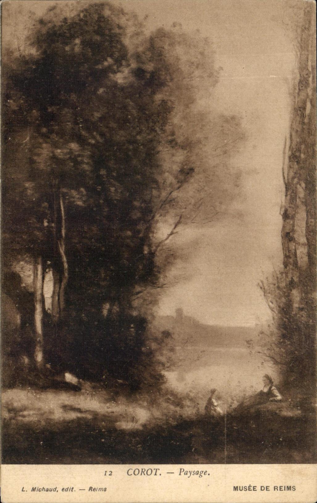CPA Fantaisie Corot Paysage Musee de Reims 