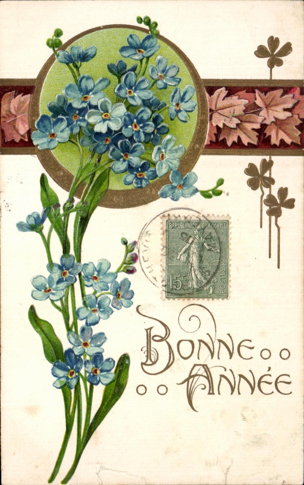 La fantasia de CPA florece Feliz Ano Nuevo