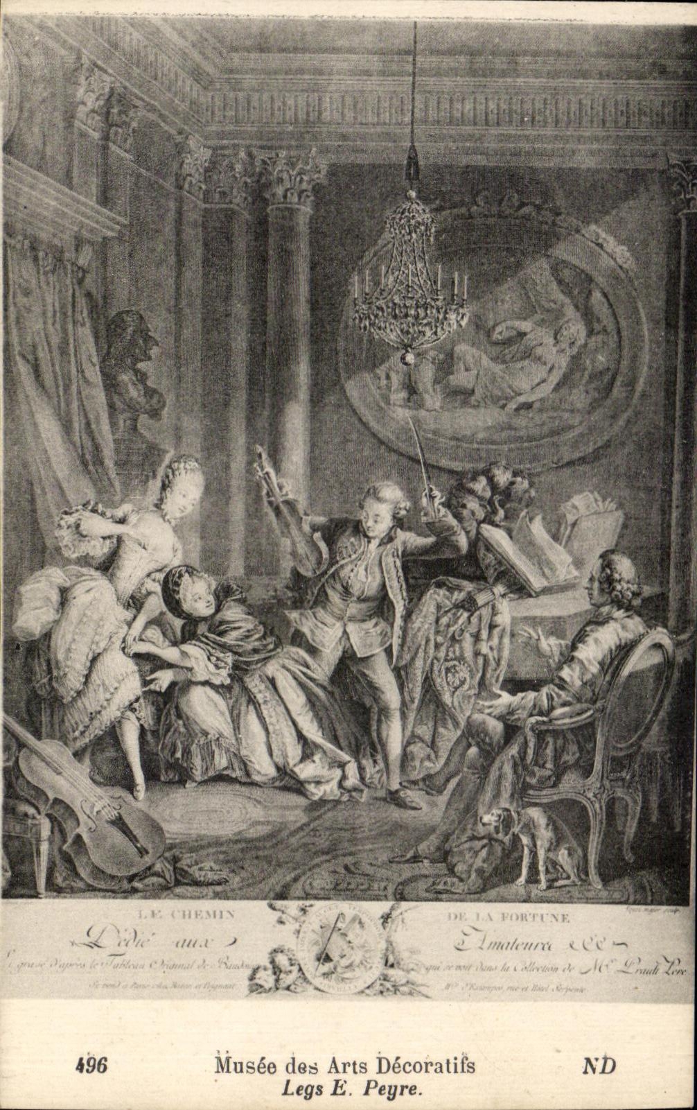 CPA Fantaisie Musee des Arts decoratifs Legs E Peyre Le chemin de la fortune Violon 