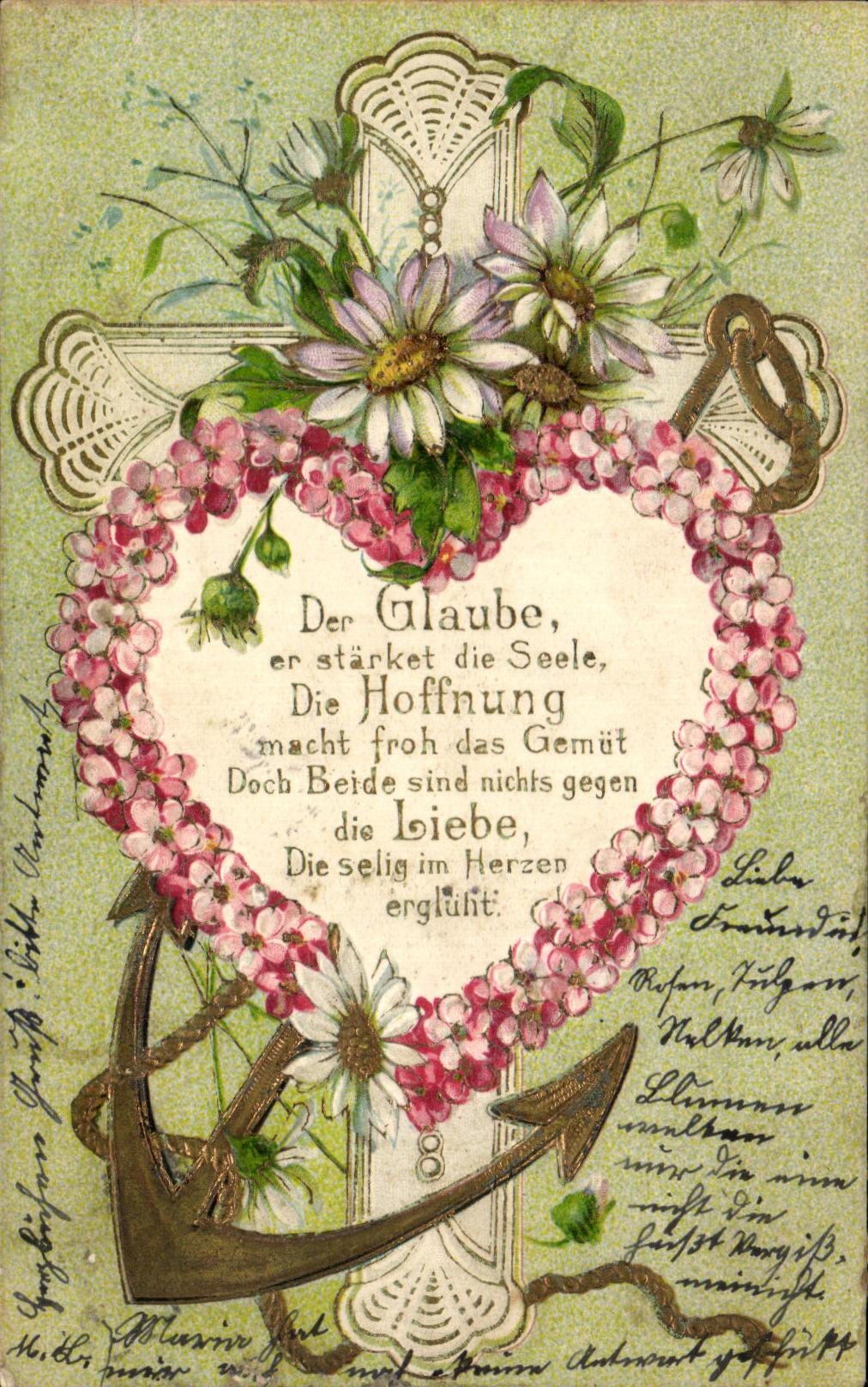 CPA Fantaisie florece las anclas del infante de marina