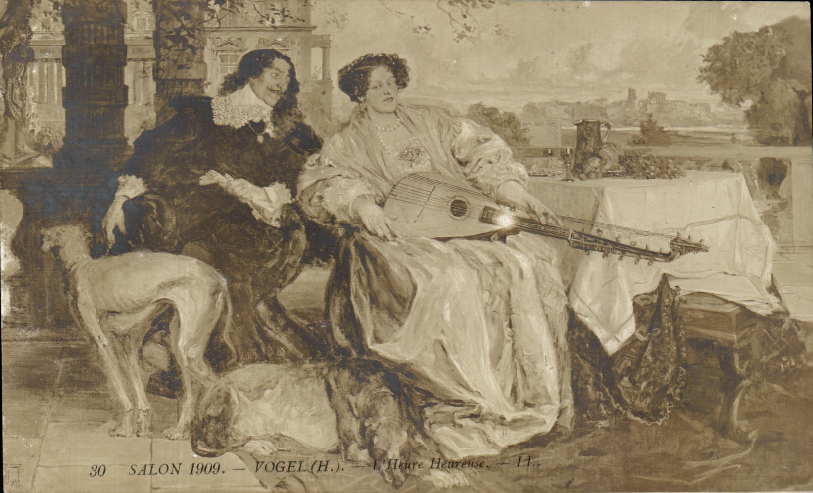 CPA Fantaisie salon 1909Vogel L'heure heureuse