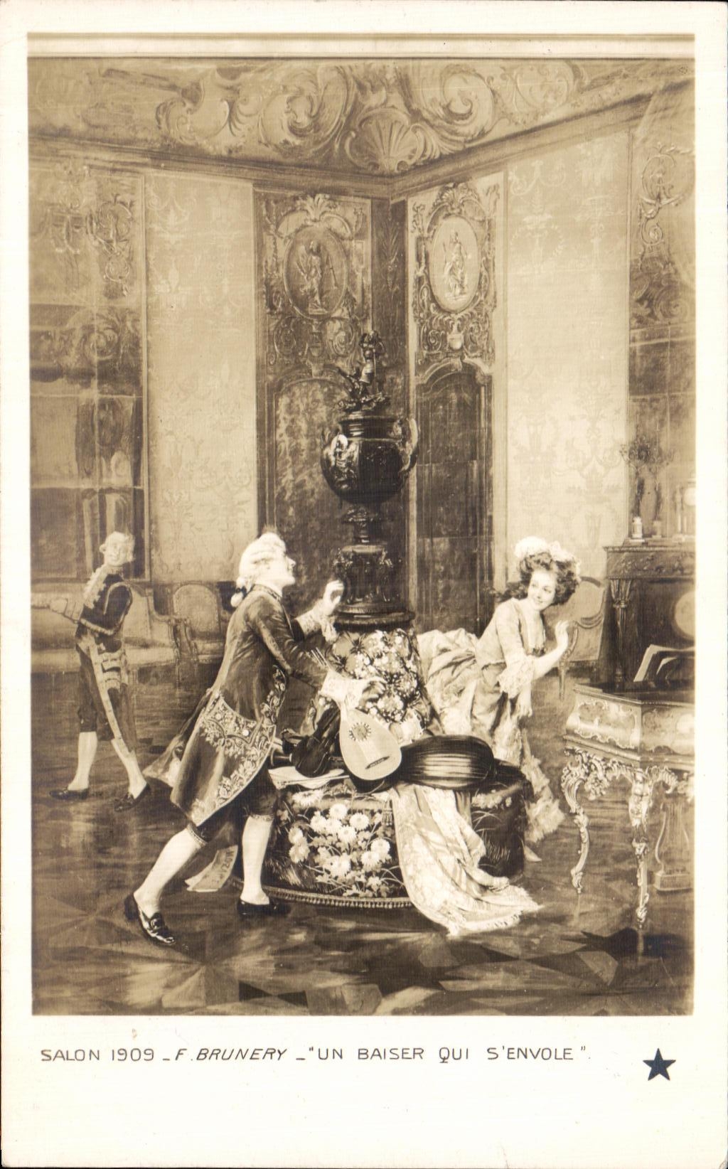 CPA Fantaisie Salon 1909 Brunery Un baiser qui s'envole