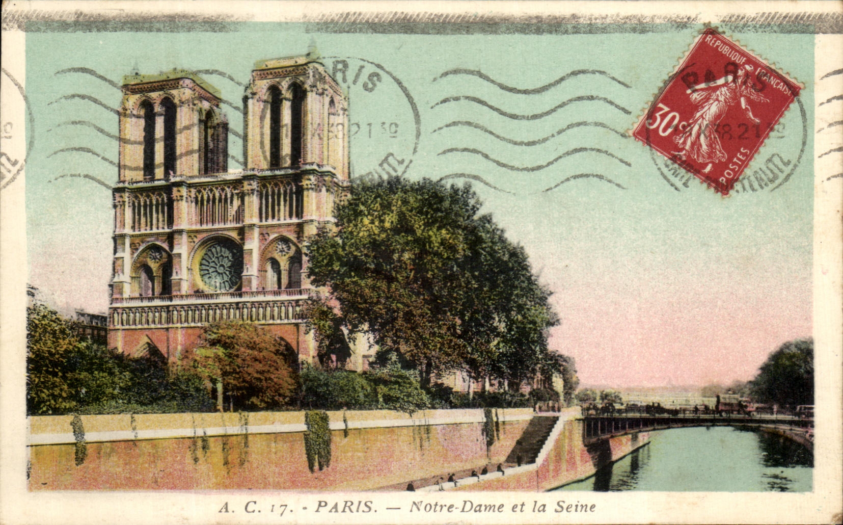 CPA Paris Notre Dame y el Seine