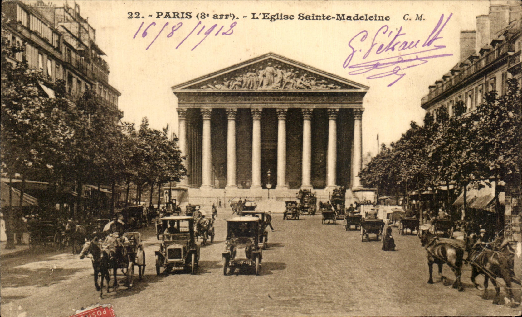 CPA Paris the Automobile Church Sainte Madeleine