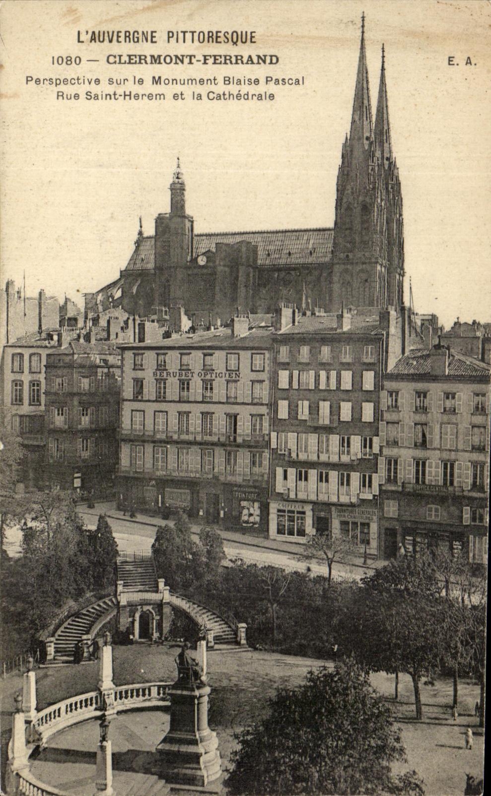 CPA Picturesque Auvergne Clermont Ferrand View on the Monument Blaise Pascal Street Saint Herem and the Cathedral